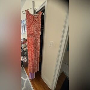 NWT Calvin Klein Orange and White Patterned jumpsuit